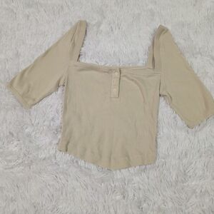 Urban Outfitters Beige Square Neck Blouse
